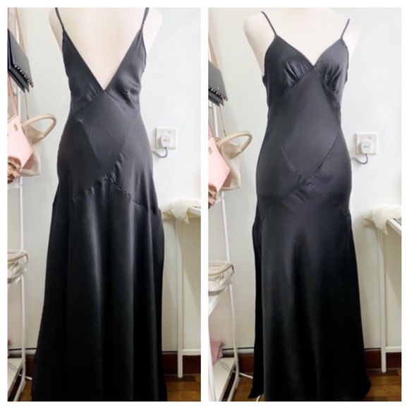 Vintage 90’s Y2K 100% Silk Dress Satin Slip Dress Silk Slip Dress Black Noir - Picture 13 of 13